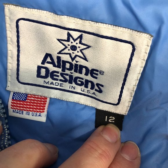 Vintage 80s Alpine Designs Snow Suit Women’s Size 12 One Piece Baby Blue Skiing - Picture 16 of 16